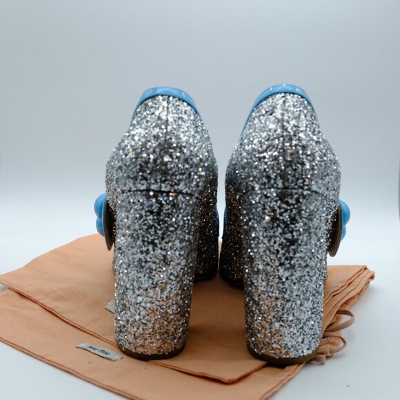 Miu Miu Silver and Blue Heels - Picture 9 of 10